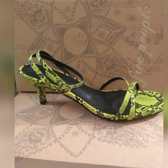 Free People Salina Neon Lime Snake Heels US9 - Picture 1 of 7